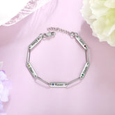 Custom Paper Clip Bracelet with Birthstone